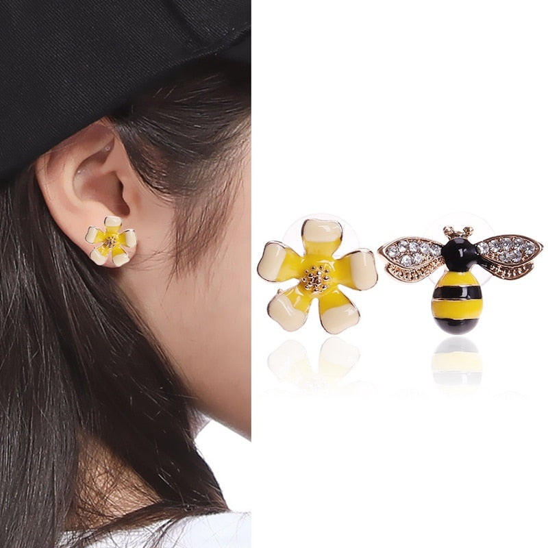 Flower Bee Earrings For Women
