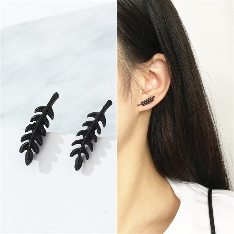 Black Leaf Earrings For Women