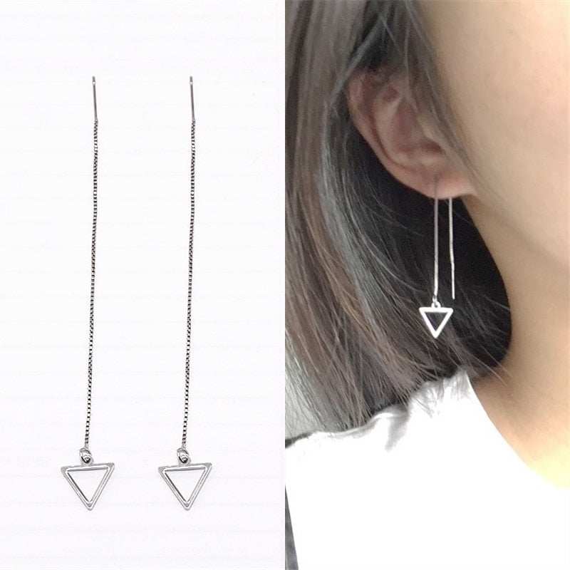 Chain Triangle Drop Earrings For Women