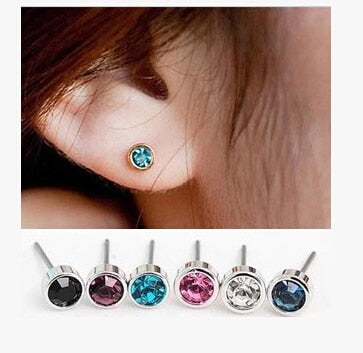 Little Colorful Crystal Earrings For Women