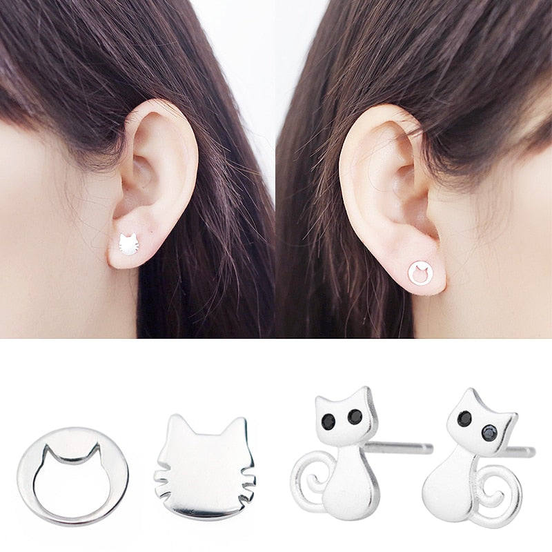 Cute Steel Cat Earrings For Women