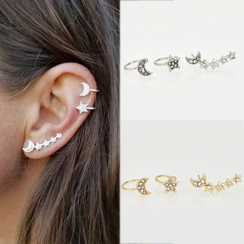 Star Moon Earrings For Women