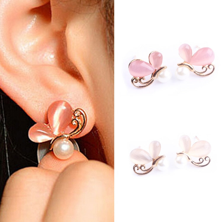 Cute Pink Butterfly Earrings For Women