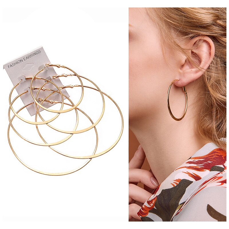 Large Flat Circle Earrings For Women
