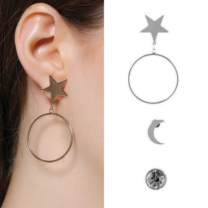 Round and Star Earrings For Women